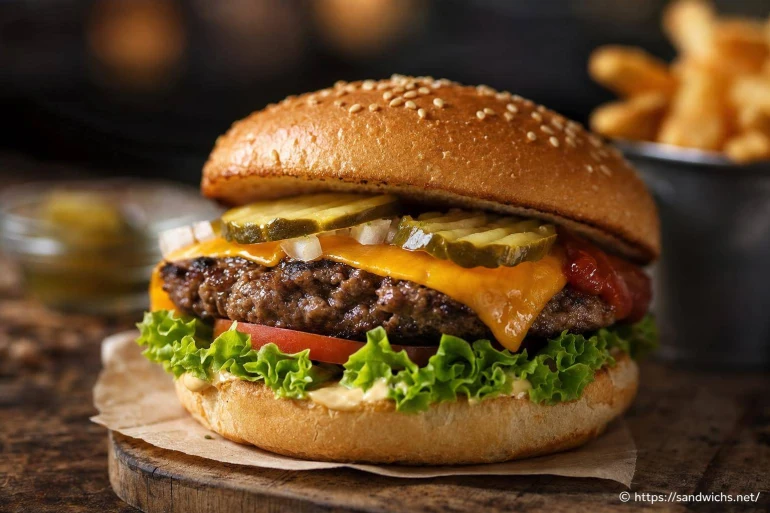 Cheeseburger maison : recette simple au cheddar et pickles