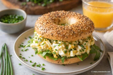 Bagel œufs mayo et ciboulette : recette brunch facile à préparer chez soi