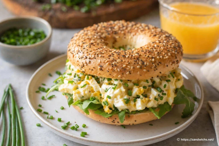 Bagel œufs mayo et ciboulette : recette brunch facile à préparer chez soi
