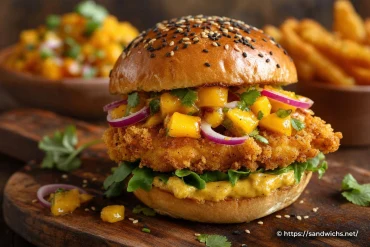 Recette burger poulet crispy curry mangue maison