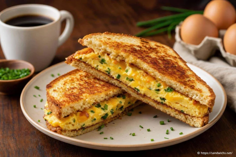 Sandwich pain grillé à l’omelette : recette matinale