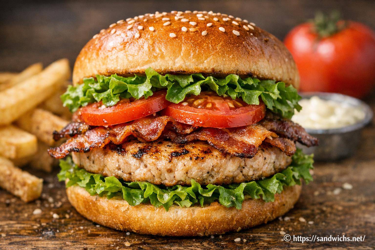 Turkey club burger : la recette gourmande à base de dinde, bacon, tomate et salade