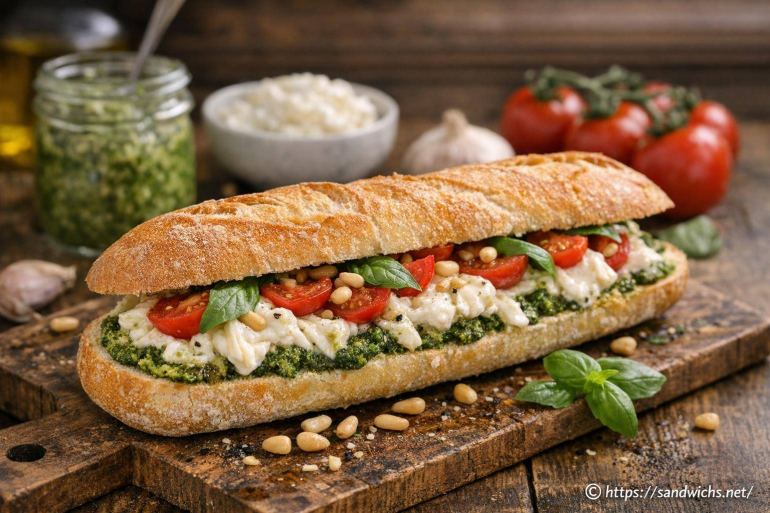 Baguette stracciatella et pesto : recette fraîcheur pour un sandwich gourmand