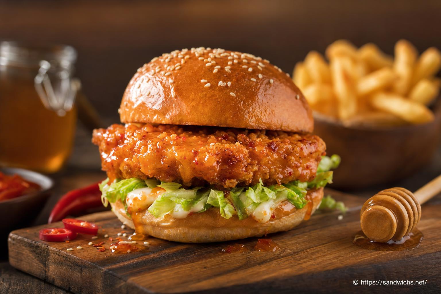 Burger poulet crispy miel-piment : recette facile et gourmande à tester