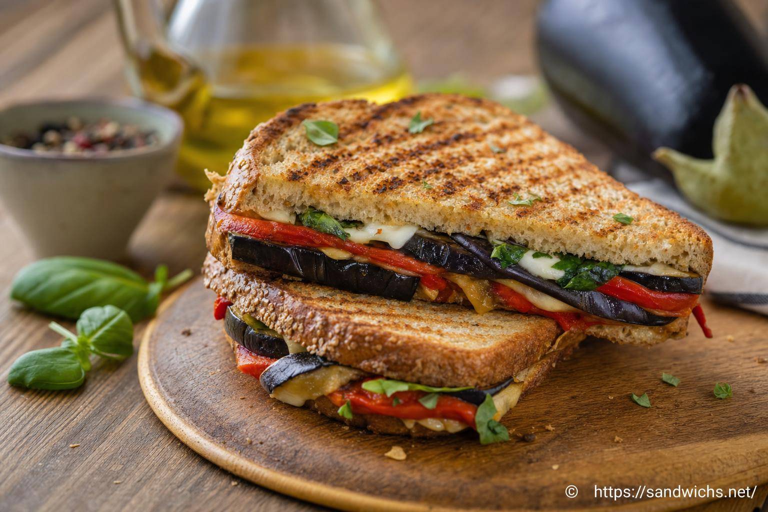 Sandwich pain grillé à l’aubergine : recette méditerranéenne savoureuse
