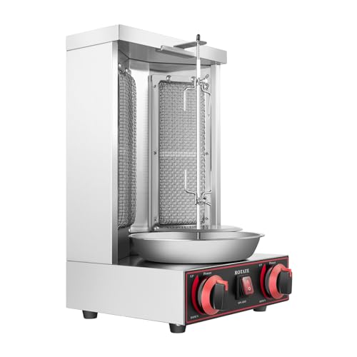 Rôtissoire à poulet verticale gaz 3000 W inox - avec broche 
