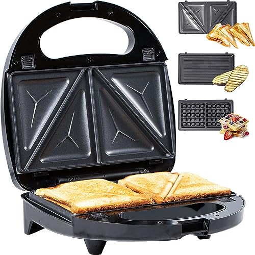 Gadgy Appareil à Gaufres 3 en 1 Croque Monsieur Grill 750 W